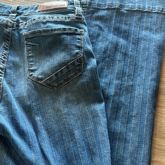 Rock & roll denim 26” wide, 34” long midrise flare pinstripes jeans - Picture 9 of 9